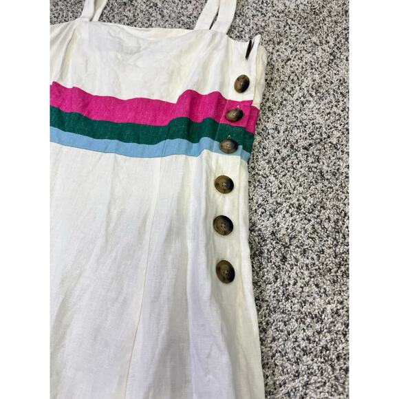 Boden Willa Midi Button Dress, Women’s 12R White/Blue Striped, Linen Summer - Picture 5 of 10